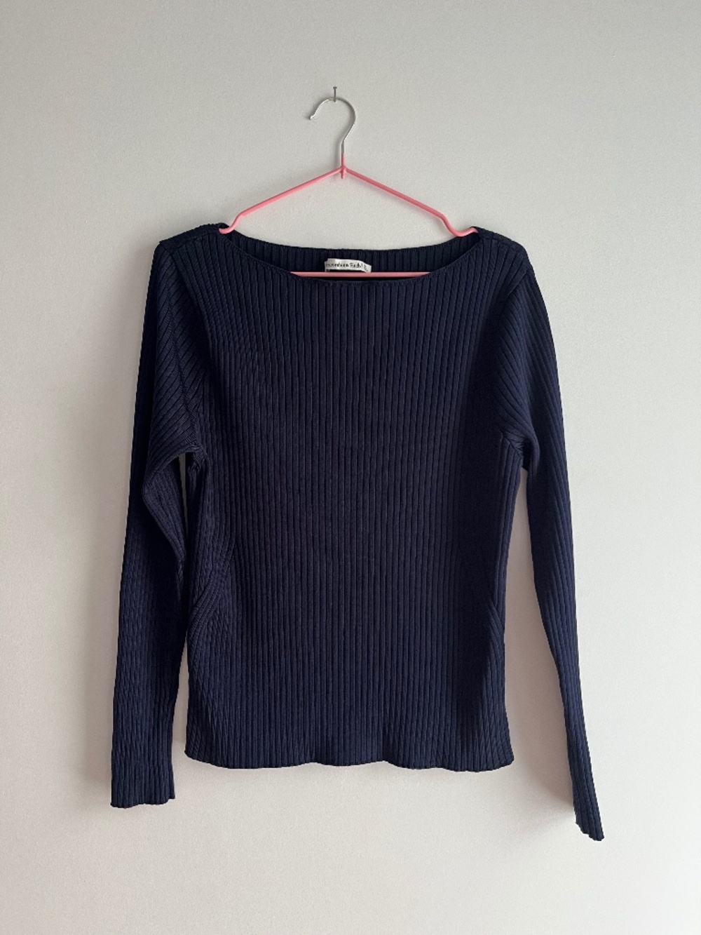Abercrombie ribbed boatneck top in navy - XL